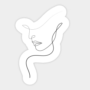 Woman With Hat | One Line Artist | Minimal Art | One Line Art | Minimalist Sticker